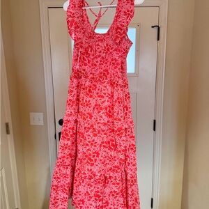 J. Crew Red and Pink Floral Dress